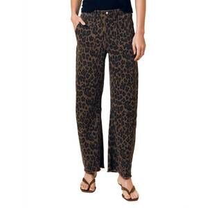NEW LE JEAN utility soft barrel jeans in dark leopard